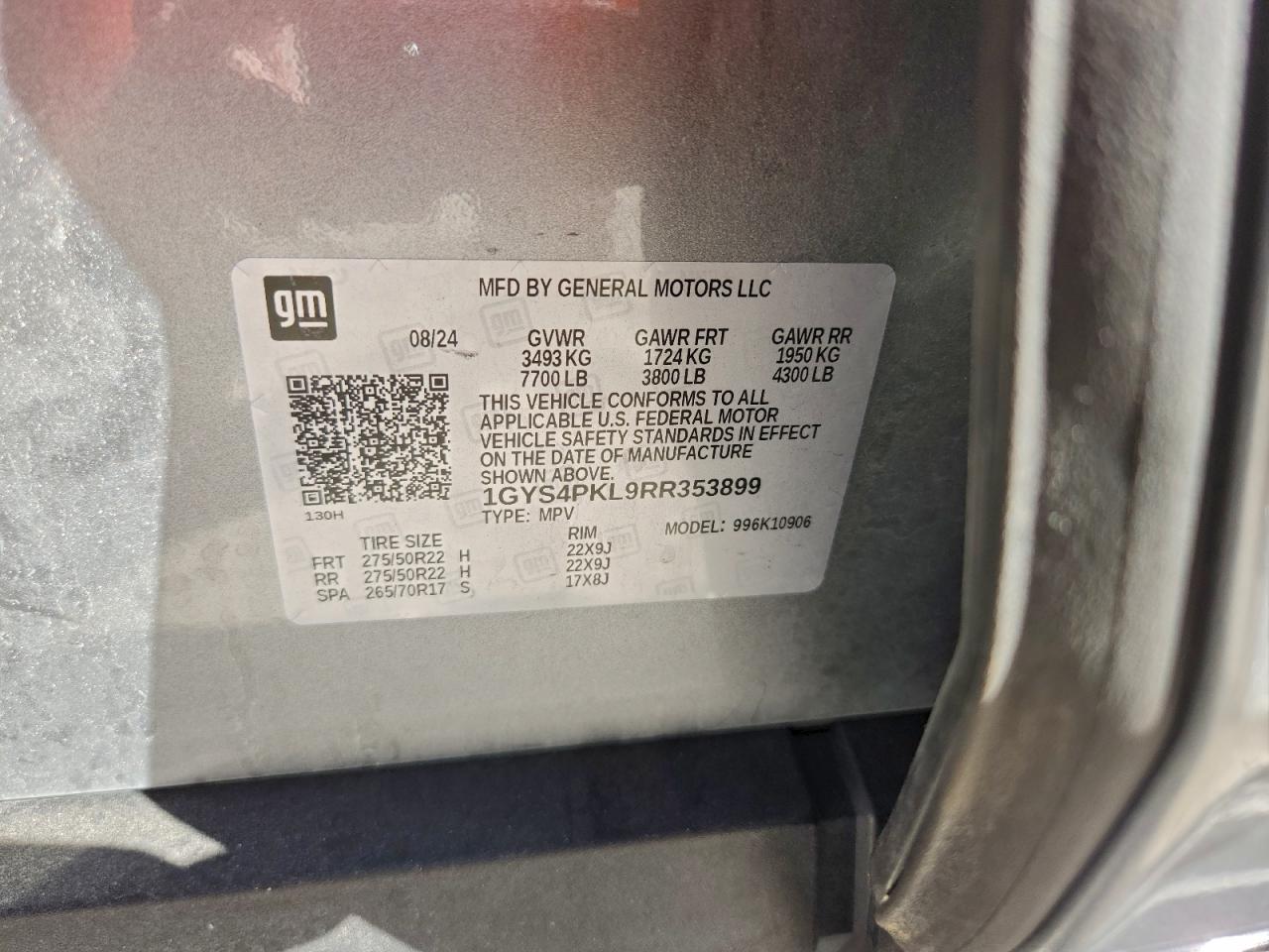 2024 Cadillac Escalade Esv Sport VIN: 1GYS4PKL9RR353899 Lot: 94463105