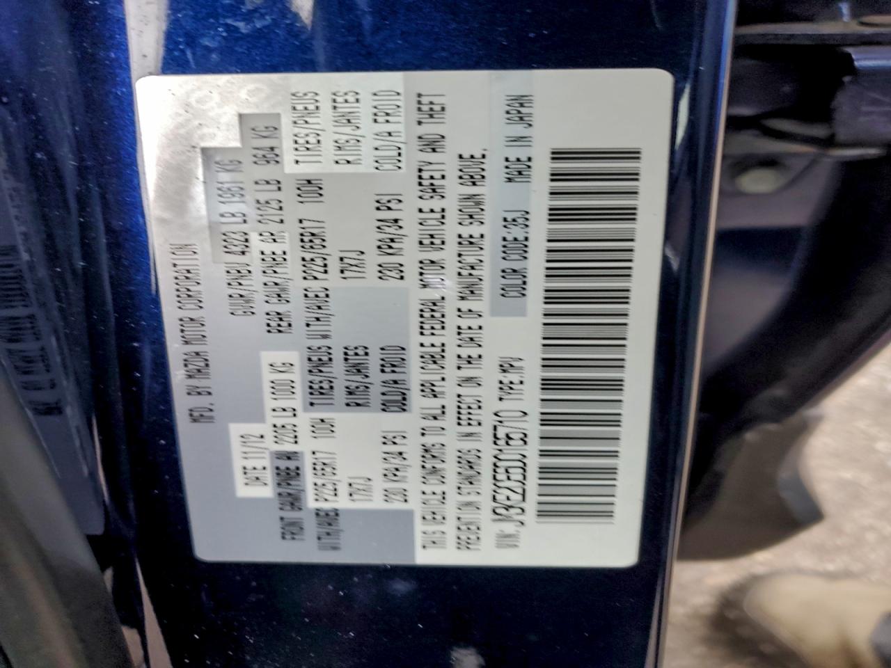 2013 Mazda Cx-5 Touring VIN: JM3KE2CE6D0165710 Lot: 93193935