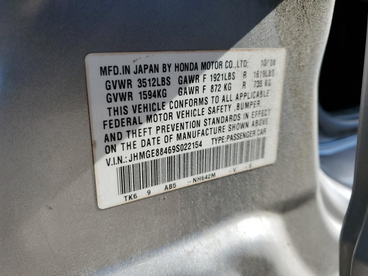 2009 Honda Fit Sport VIN: JHMGE88469S022154 Lot: 90945645