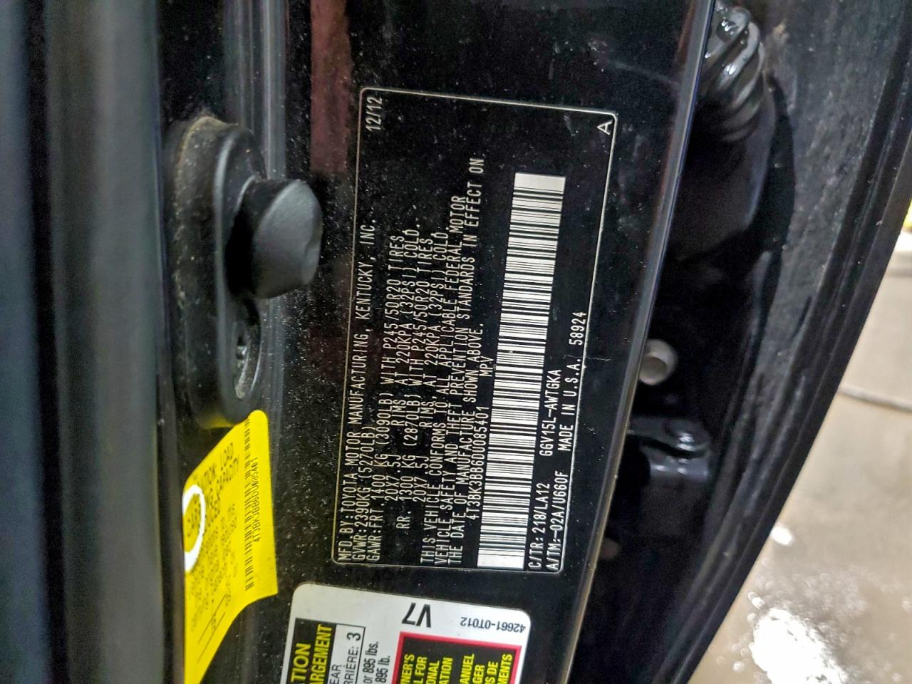 2013 Toyota Venza Le VIN: 4T3BK3BB6DU085401 Lot: 94271815