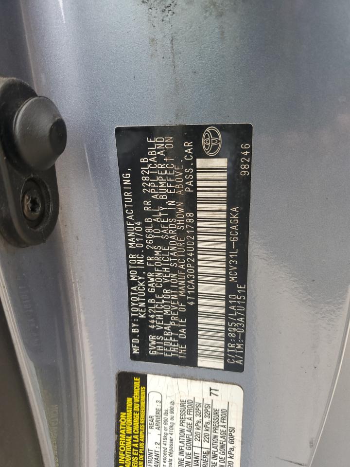 2004 Toyota Camry Solara Se VIN: 4T1CA30P24U021788 Lot: 90646595