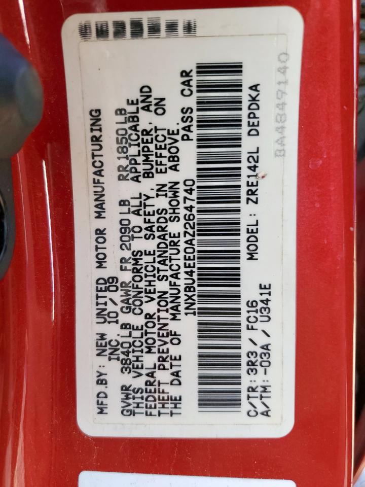 2010 Toyota Corolla Base VIN: 1NXBU4EE0AZ264740 Lot: 90942595