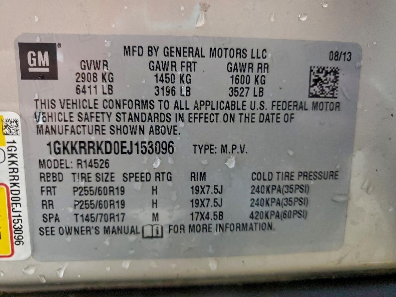 2014 GMC Acadia Slt-1 VIN: 1GKKRRKD0EJ153096 Lot: 93936735