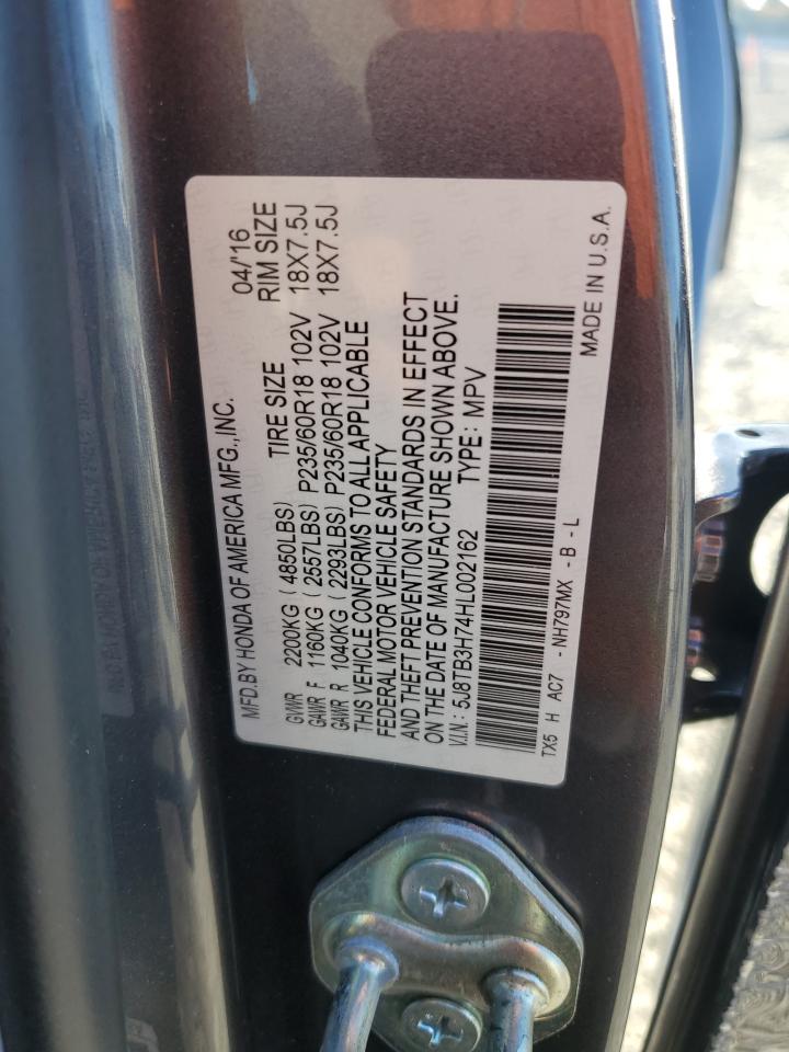 2017 Acura Rdx Advance VIN: 5J8TB3H74HL002162 Lot: 92374325