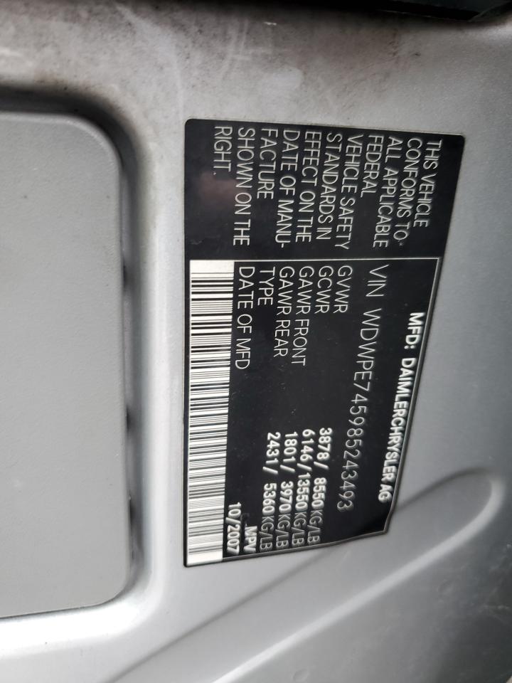 2008 Dodge Sprinter 2500 VIN: WDWPE745985243493 Lot: 93274035