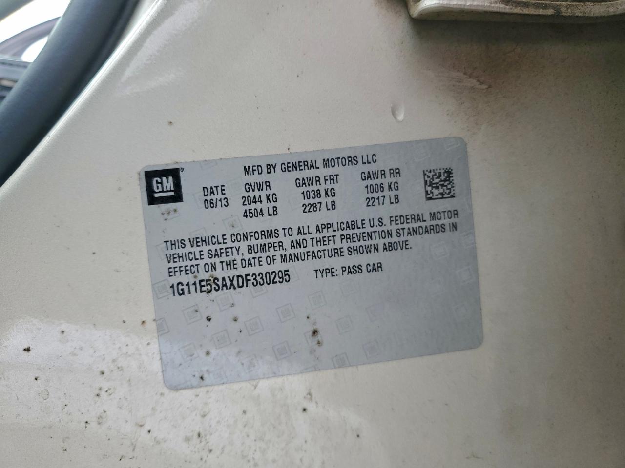 2013 Chevrolet Malibu 2Lt VIN: 1G11E5SAXDF330295 Lot: 93839955