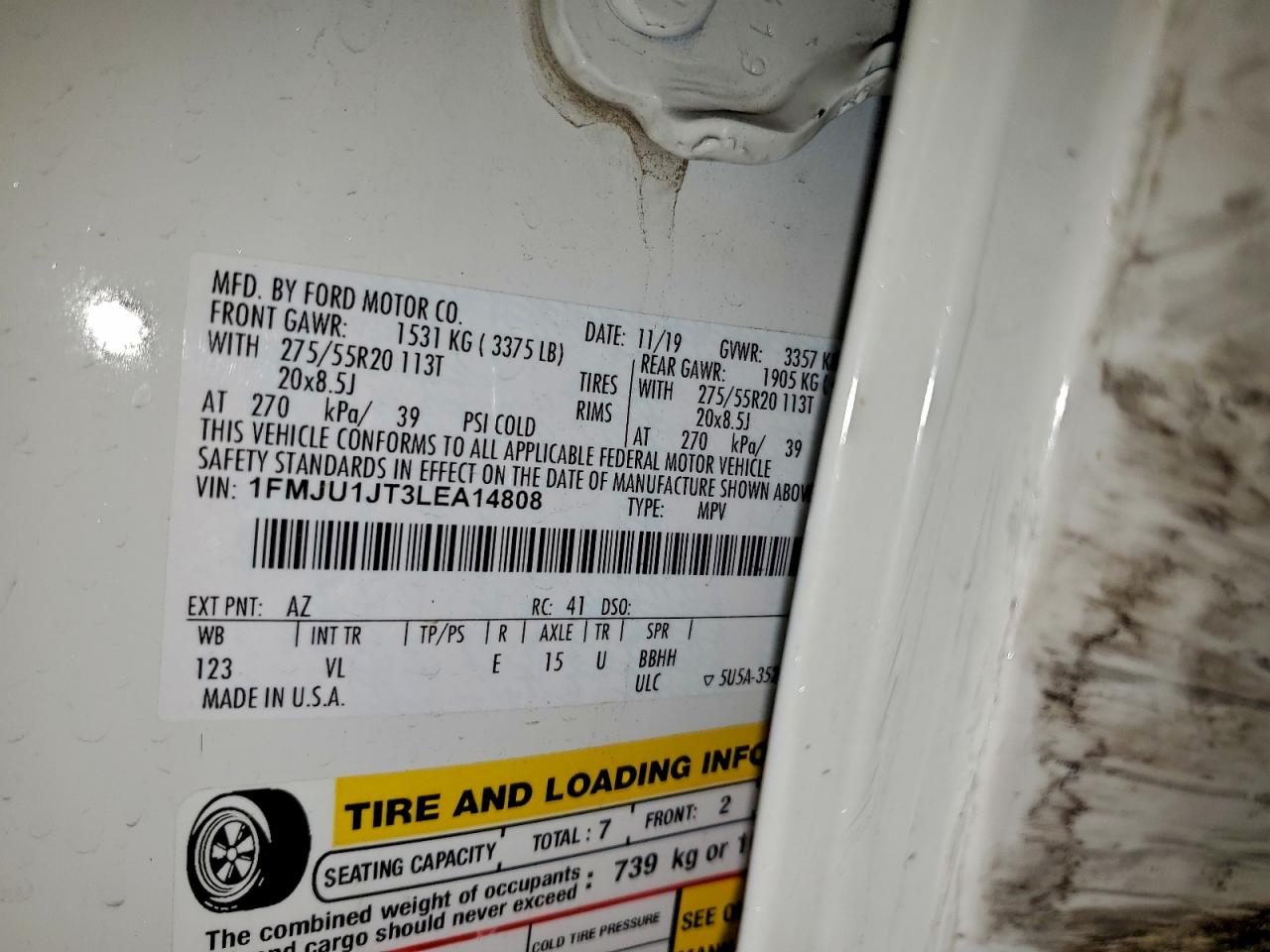 2020 Ford Expedition Xlt VIN: 1FMJU1JT3LEA14808 Lot: 94271035