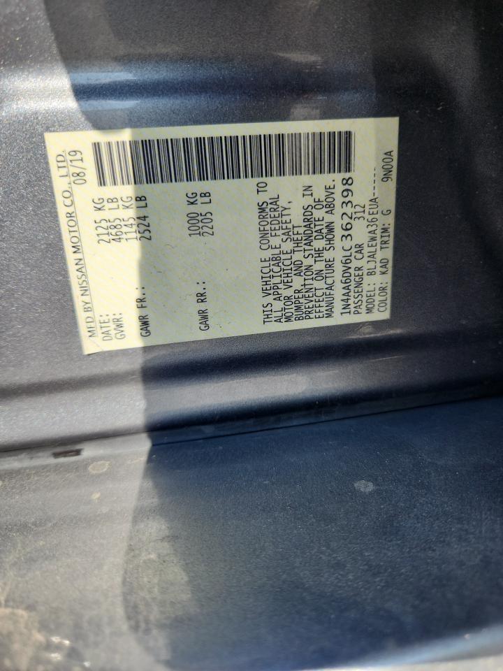 2020 Nissan Maxima Sl VIN: 1N4AA6DV6LC362398 Lot: 92324905