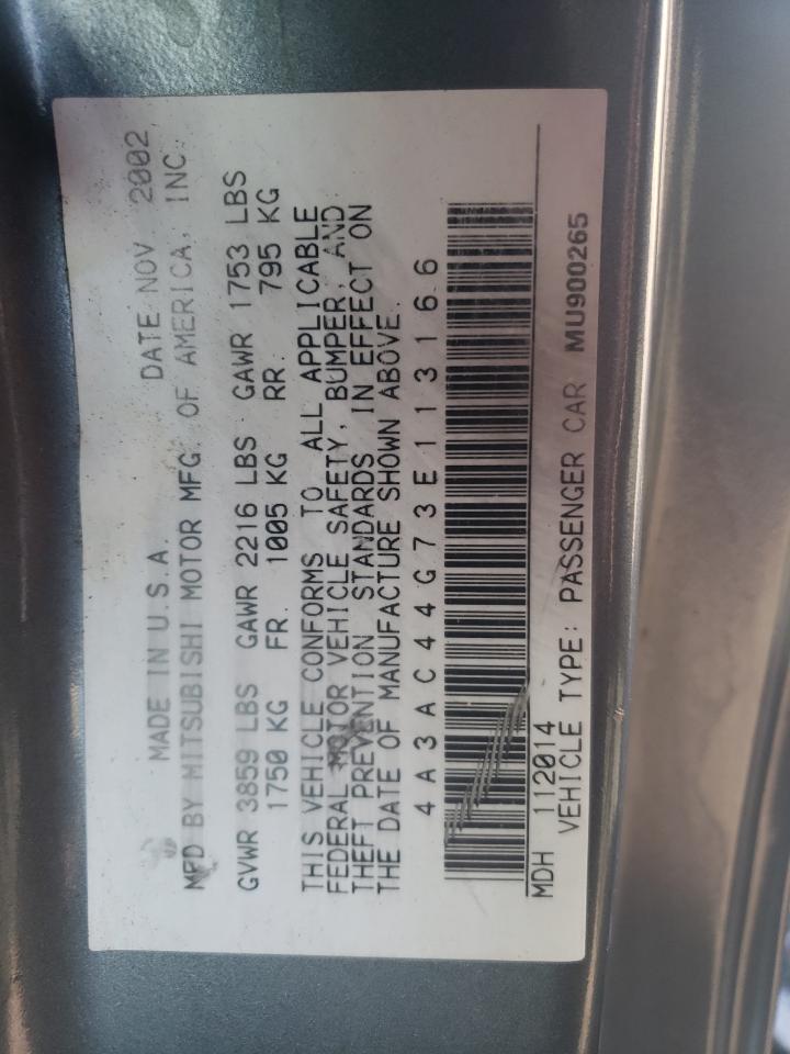 2003 Mitsubishi Eclipse Gs VIN: 4A3AC44G73E113166 Lot: 90754905