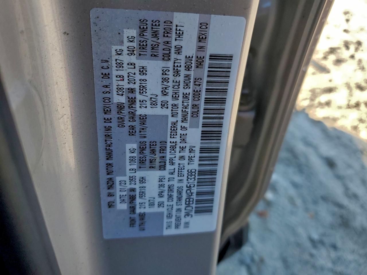 2023 Mazda Cx-30 Select VIN: 3MVDMBBM4PM513386 Lot: 93946485