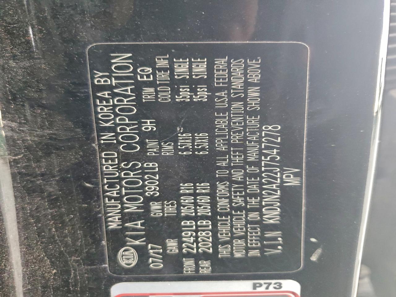 2018 Kia Soul VIN: KNDJN2A22J7547278 Lot: 94114305