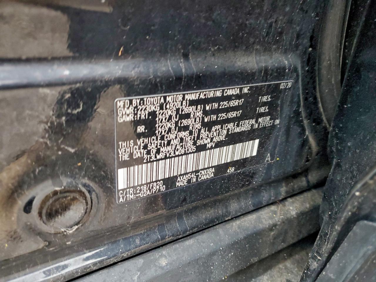 2020 Toyota Rav4 Le VIN: 2T3LWRFV3LW081305 Lot: 94466775