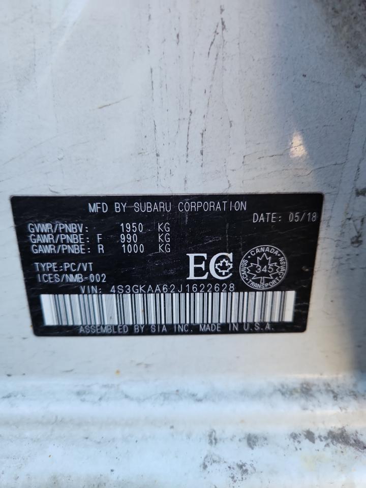 2018 Subaru Impreza VIN: 4S3GKAA62J1622628 Lot: 92602695