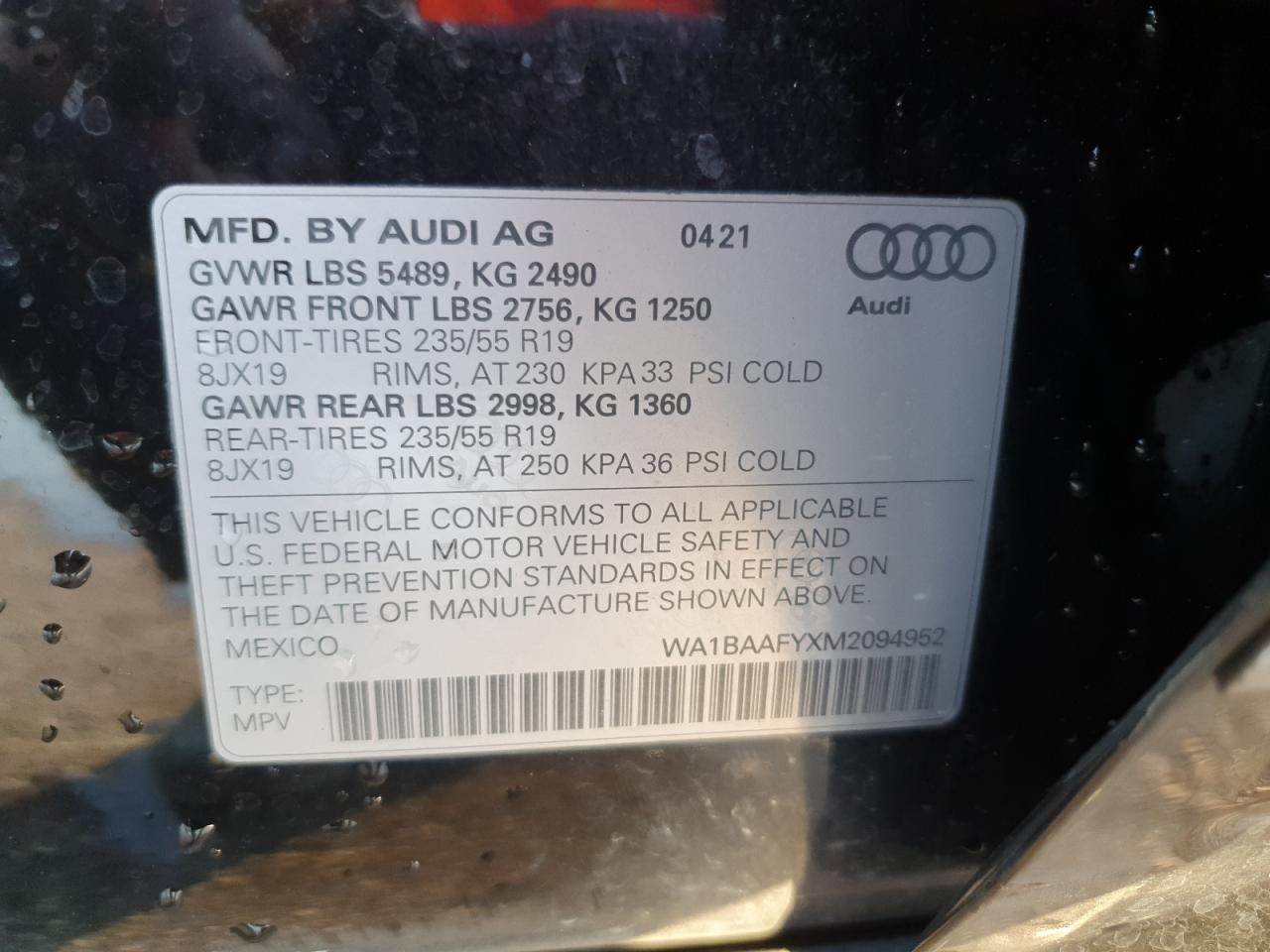 2021 Audi Q5 Premium Plus VIN: WA1BAAFYXM2094952 Lot: 92298285