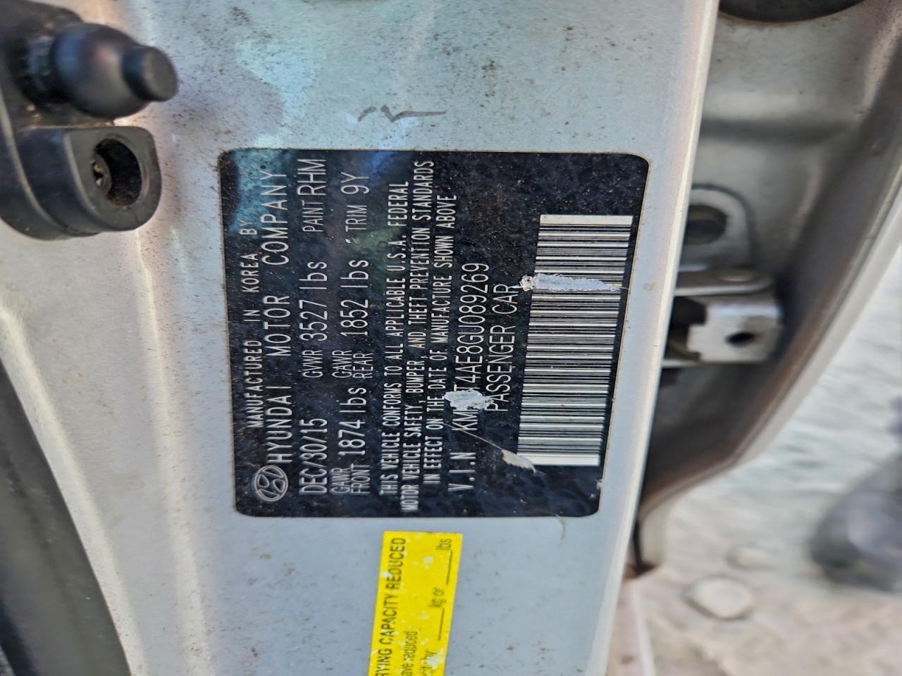 2016 Hyundai Accent Se VIN: KMHCT4AE8GU089269 Lot: 93345415