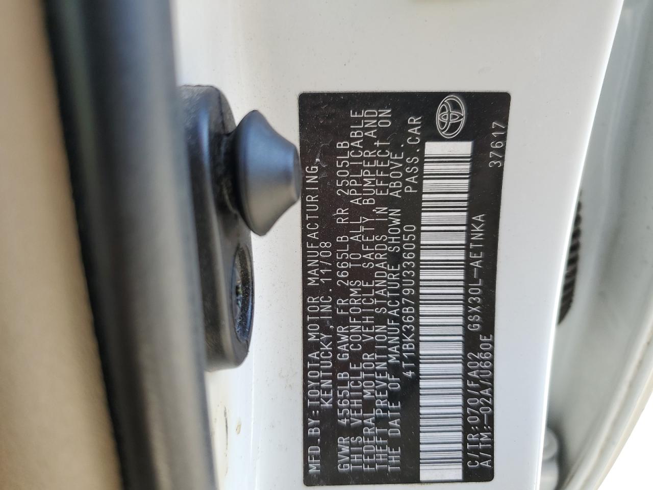 2009 Toyota Avalon Xl VIN: 4T1BK36B79U336050 Lot: 92585405