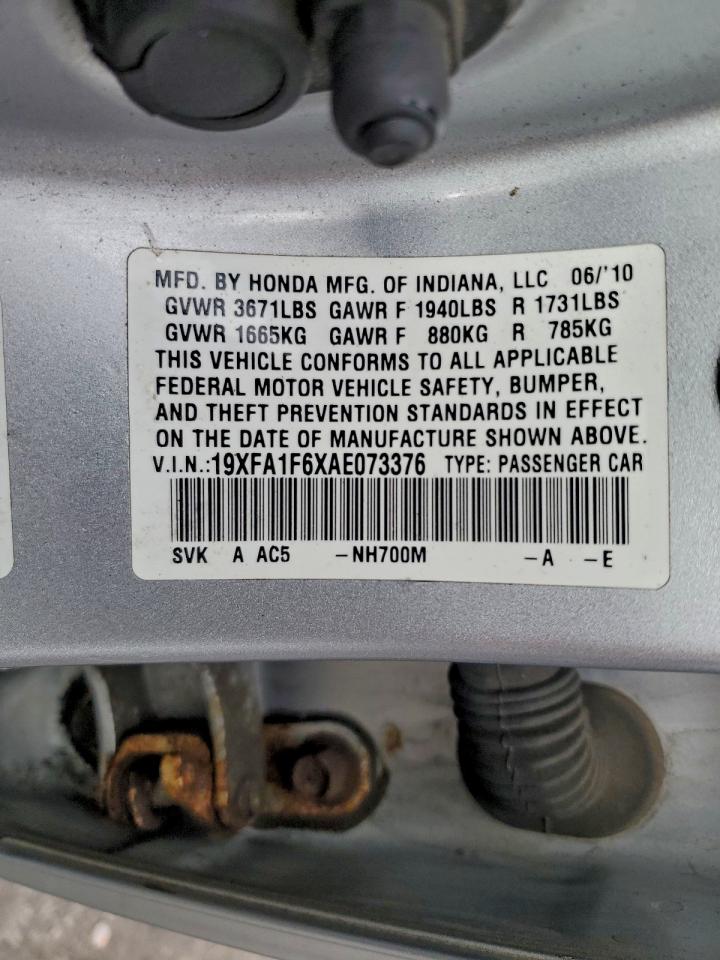 2010 Honda Civic Lx-S VIN: 19XFA1F6XAE073376 Lot: 94530405