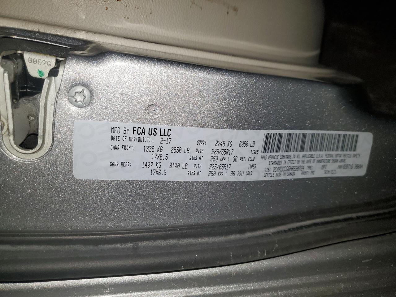 2017 Dodge Grand Caravan Sxt VIN: 2C4RDGCG6HR690724 Lot: 92993785