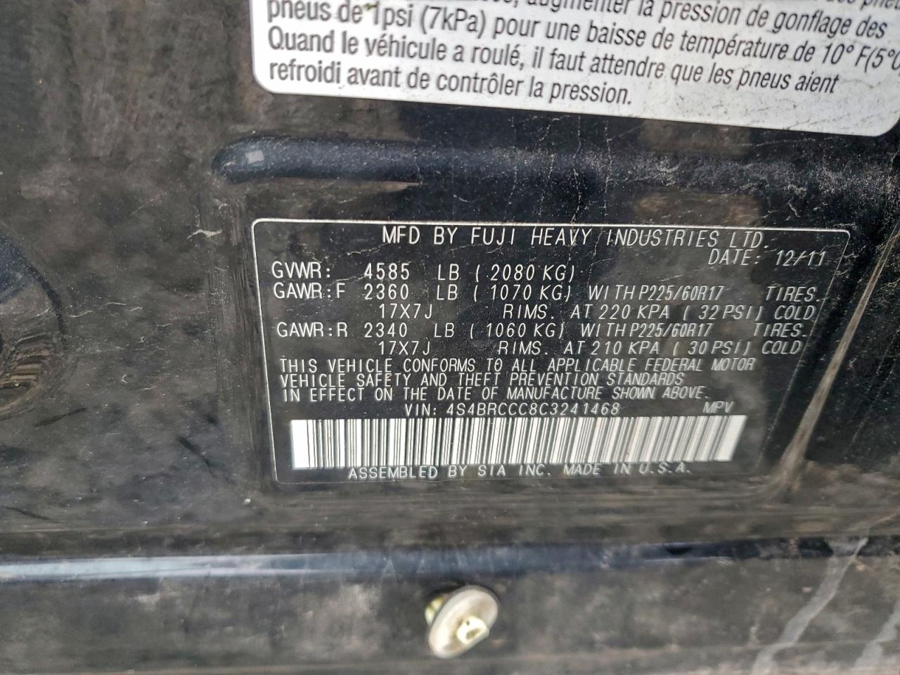 2012 Subaru Outback 2.5I Premium VIN: 4S4BRCCC8C3241468 Lot: 93402985