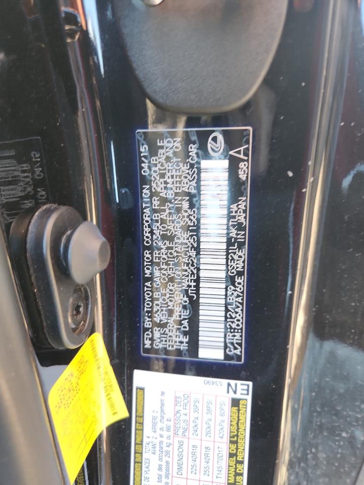 2015 Lexus Is 350 VIN: JTHFE2C24F2511565 Lot: 91291825