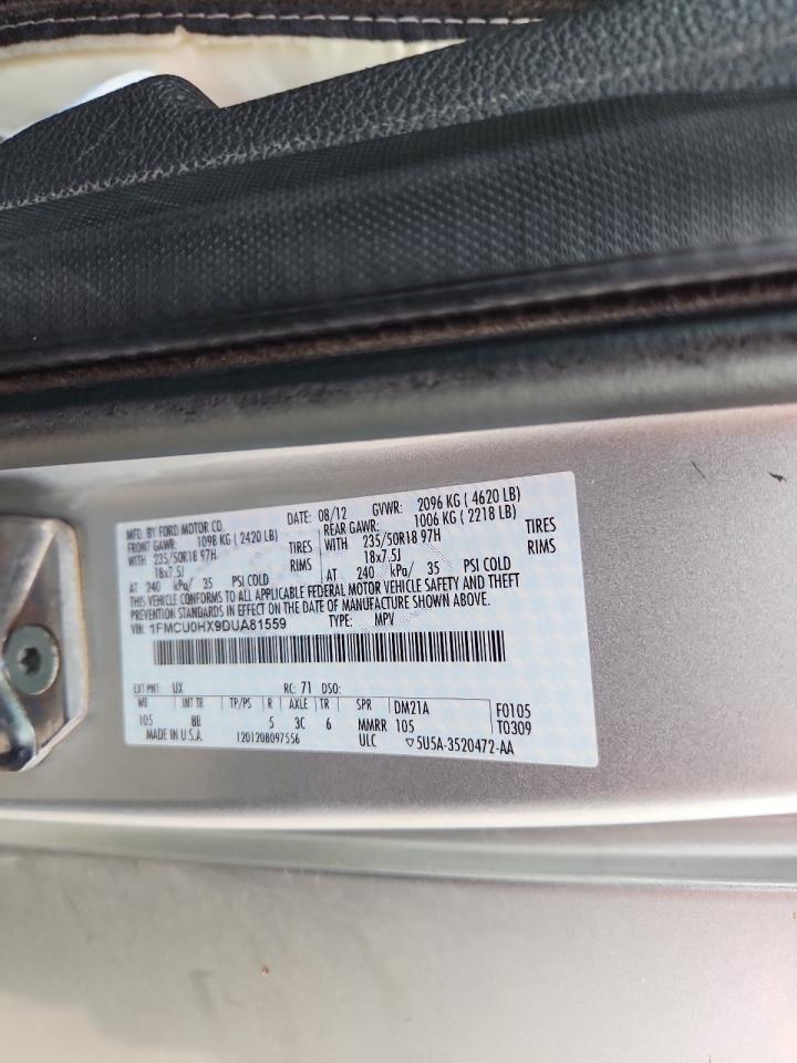 2013 Ford Escape Sel VIN: 1FMCU0HX9DUA81559 Lot: 93155335