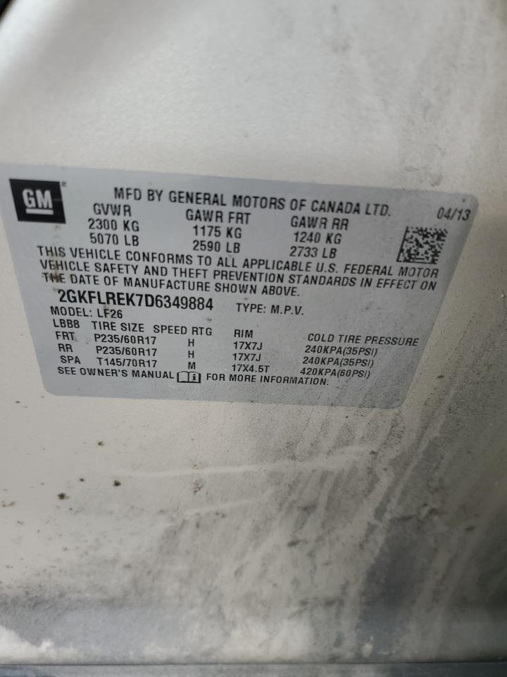 2013 GMC Terrain Sle VIN: 2GKFLREK7D6349884 Lot: 92001215