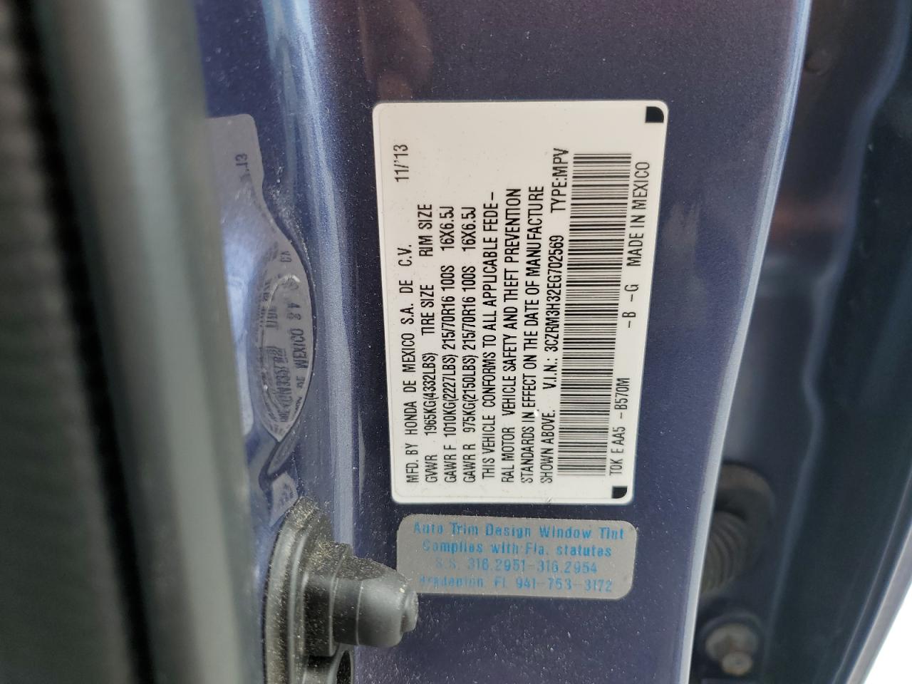 2014 Honda Cr-V Lx VIN: 3CZRM3H32EG702569 Lot: 91248195