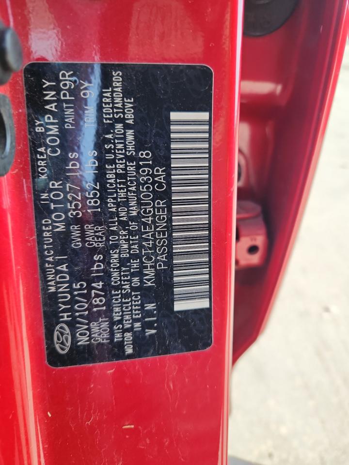 2016 Hyundai Accent Se VIN: KMHCT4AE4GU053918 Lot: 93826255