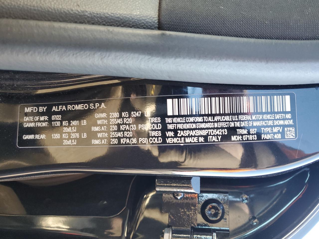 2023 Alfa Romeo Stelvio Ti VIN: ZASPAKBN8P7D54213 Lot: 90754995