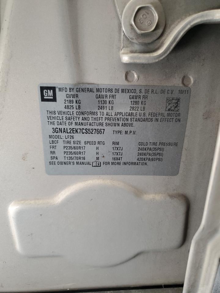 2012 Chevrolet Captiva Sport VIN: 3GNAL2EK7CS527667 Lot: 90258505