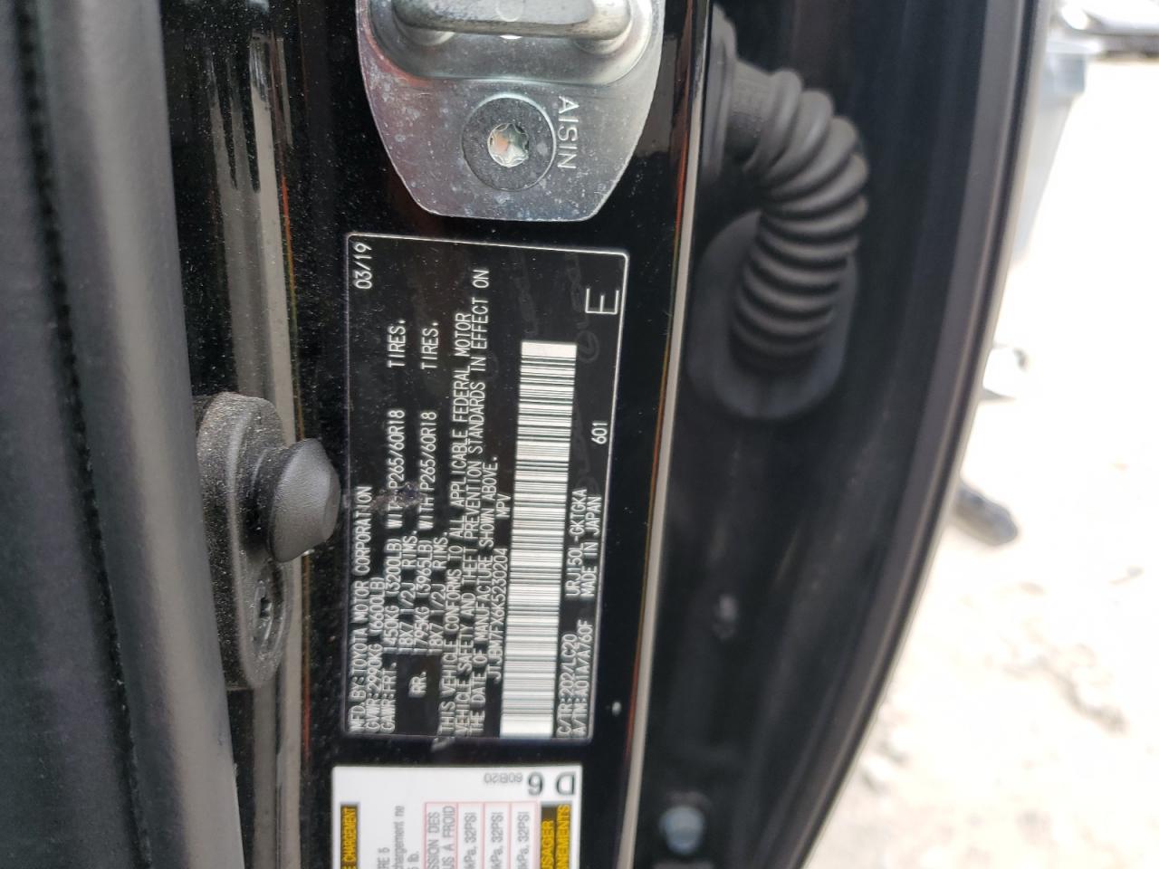 2019 Lexus Gx 460 VIN: JTJBM7FX6K5230204 Lot: 92463065