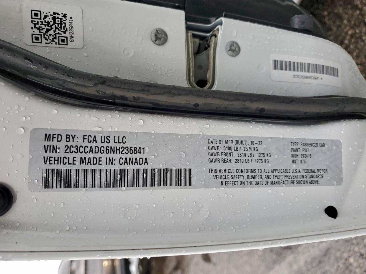 2022 Chrysler 300 Touring L VIN: 2C3CCADG6NH236841 Lot: 93329745