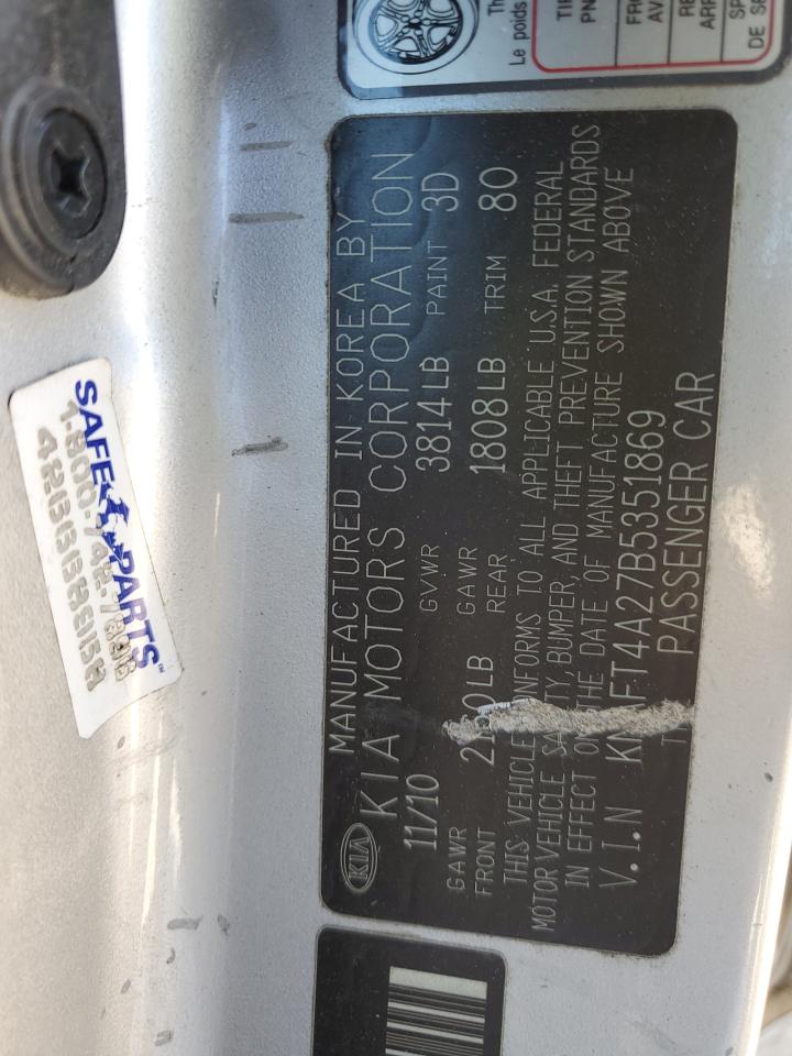 2011 Kia Forte Lx VIN: KNAFT4A27B5351869 Lot: 92047285