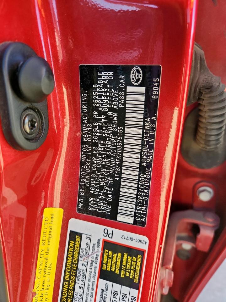 2013 Toyota Camry L VIN: 4T1BF1FK7DU675165 Lot: 91490465