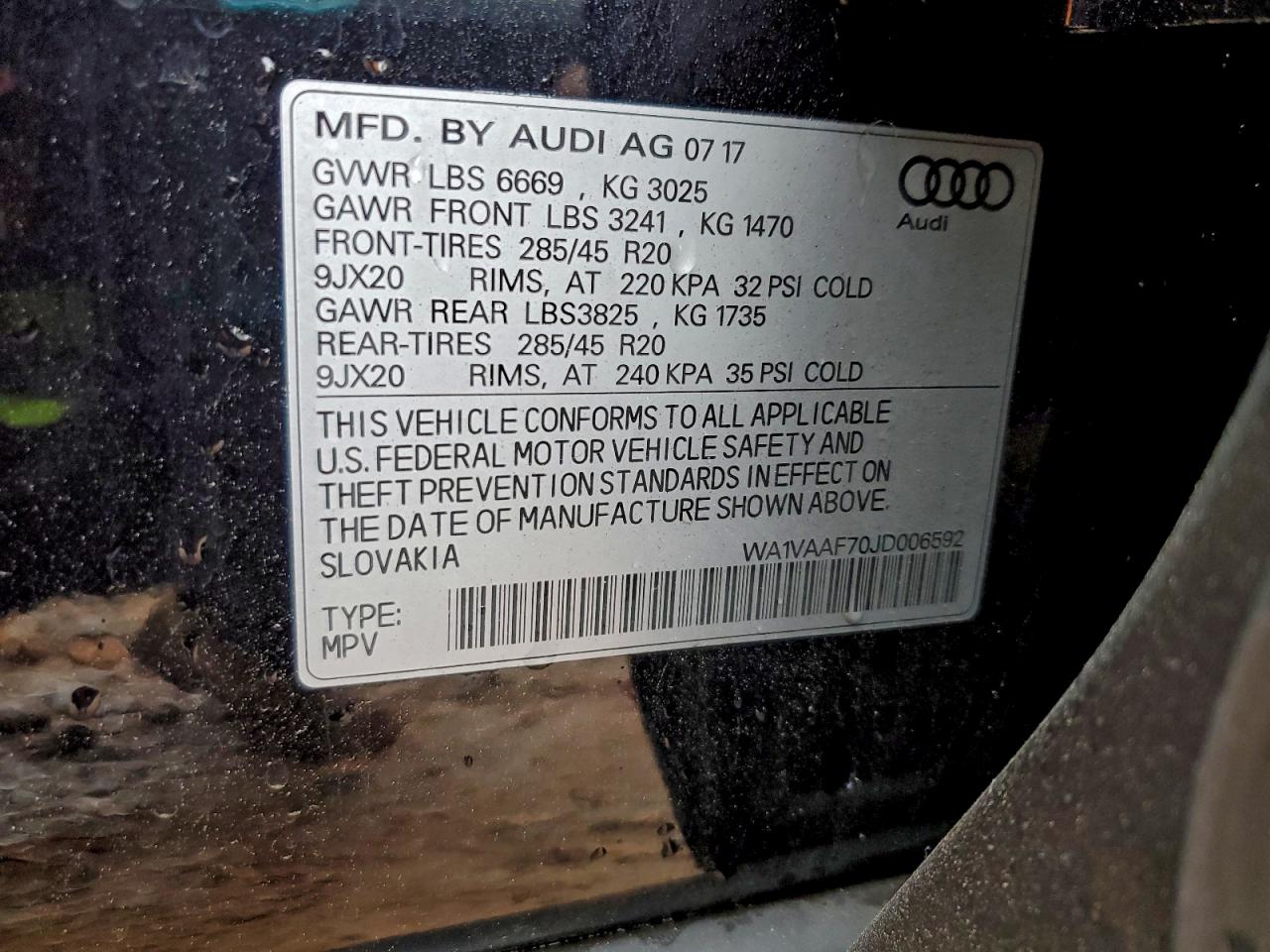 2018 Audi Q7 Prestige VIN: WA1VAAF70JD006592 Lot: 94413165