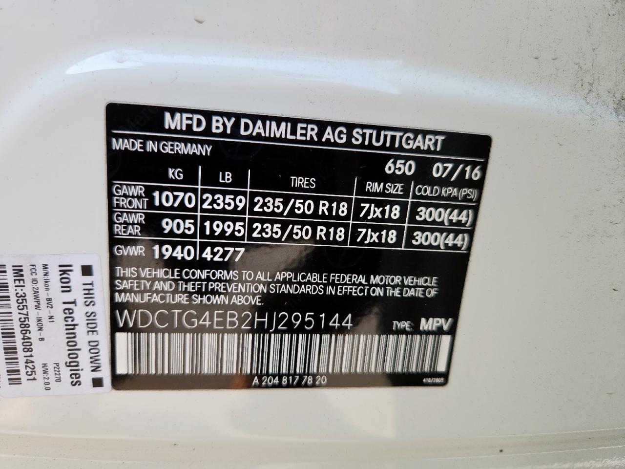 2017 Mercedes-Benz Gla 250 VIN: WDCTG4EB2HJ295144 Lot: 91962495