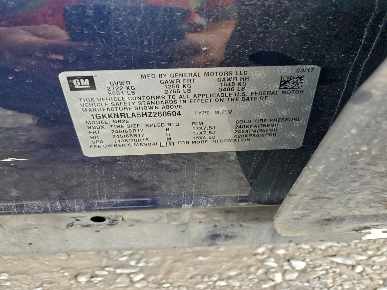 2017 GMC Acadia Sle VIN: 1GKKNRLA5HZ260604 Lot: 93710055