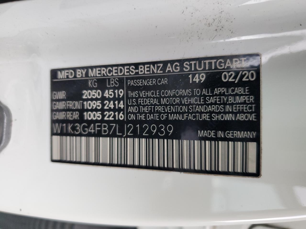 2020 Mercedes-Benz A 220 4Matic VIN: W1K3G4FB7LJ212939 Lot: 91154405