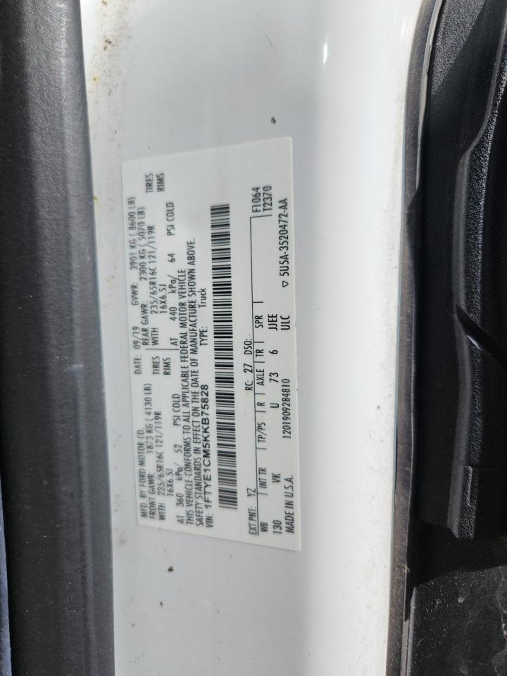 2019 Ford Transit Delivery Van VIN: 1FTYE1CM5KKB75828 Lot: 90871515