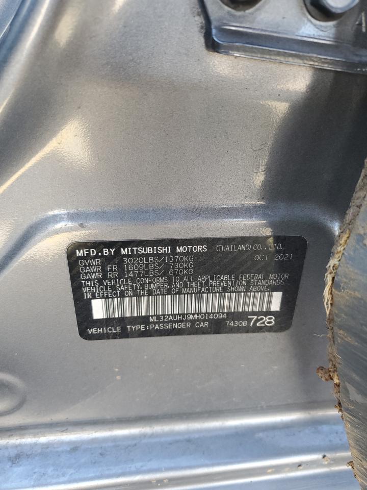 2021 Mitsubishi Mirage Es VIN: ML32AUHJ9MH014094 Lot: 93081775