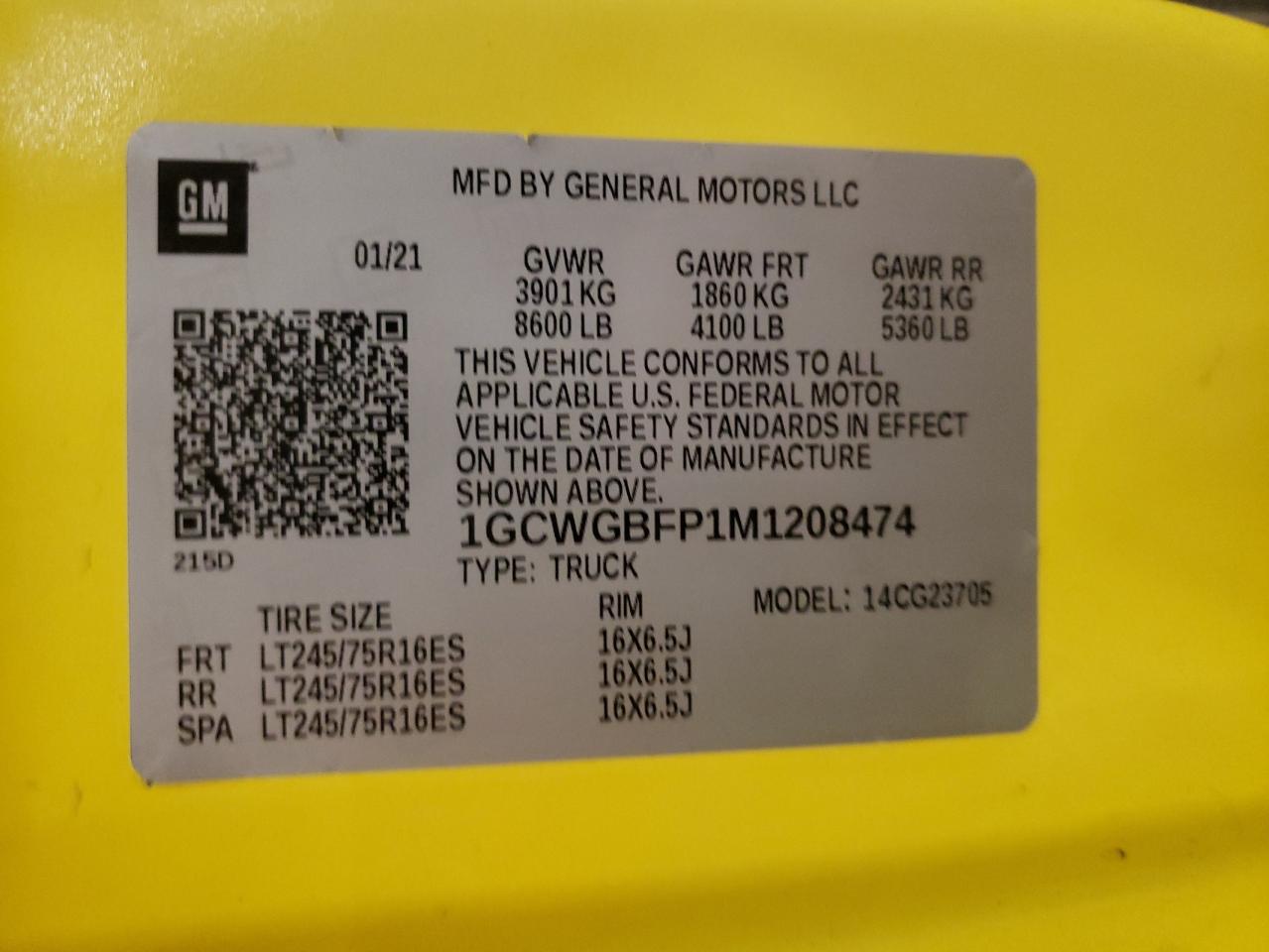 2021 Chevrolet Express Delivery Van VIN: 1GCWGBFP1M1208474 Lot: 92811465