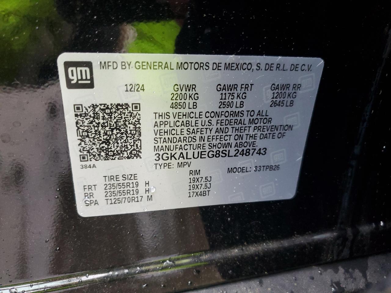 2025 GMC Terrain Elevation VIN: 3GKALUEG8SL248743 Lot: 91576055