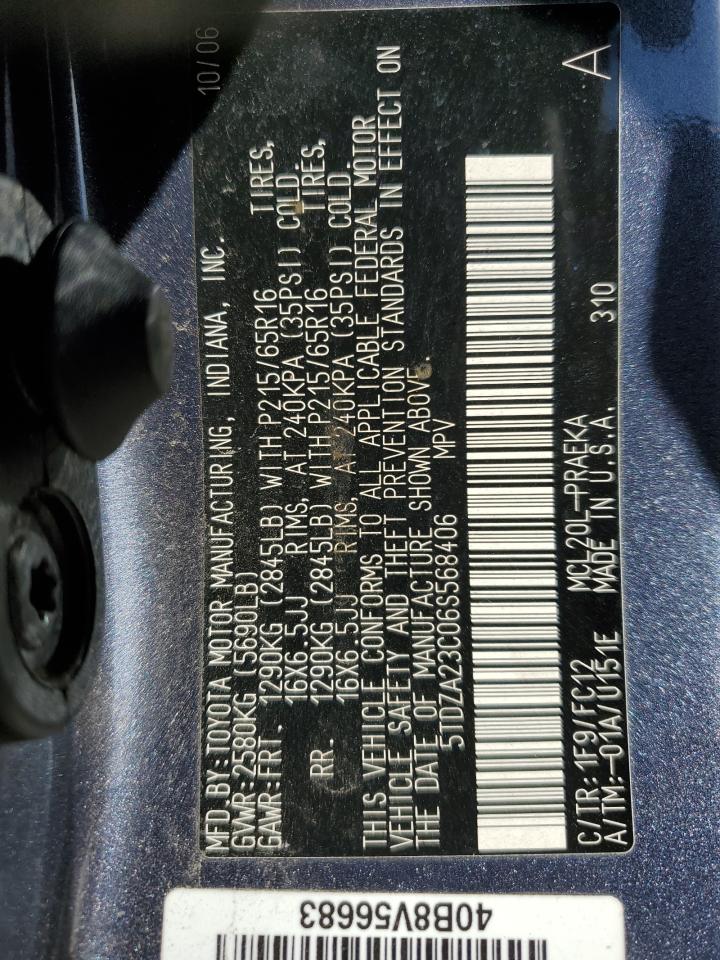 2006 Toyota Sienna Ce VIN: 5TDZA23C06S568406 Lot: 92577625