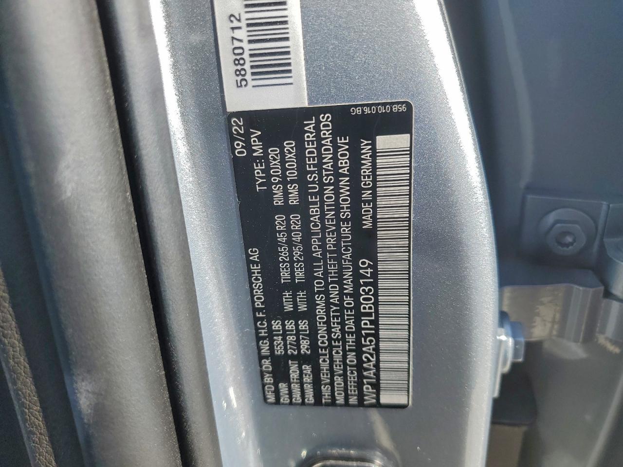 2023 Porsche Macan Base VIN: WP1AA2A51PLB03149 Lot: 94326995