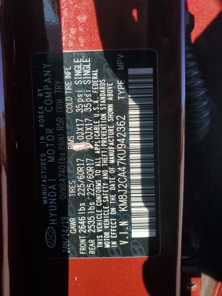 2019 Hyundai Tucson Se VIN: KM8J2CA47KU942362 Lot: 91633265