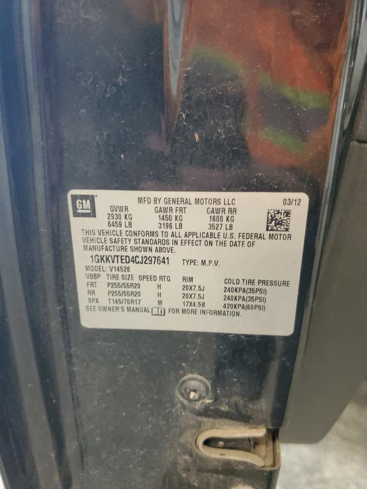 2012 GMC Acadia Denali VIN: 1GKKVTED4CJ297641 Lot: 90942955