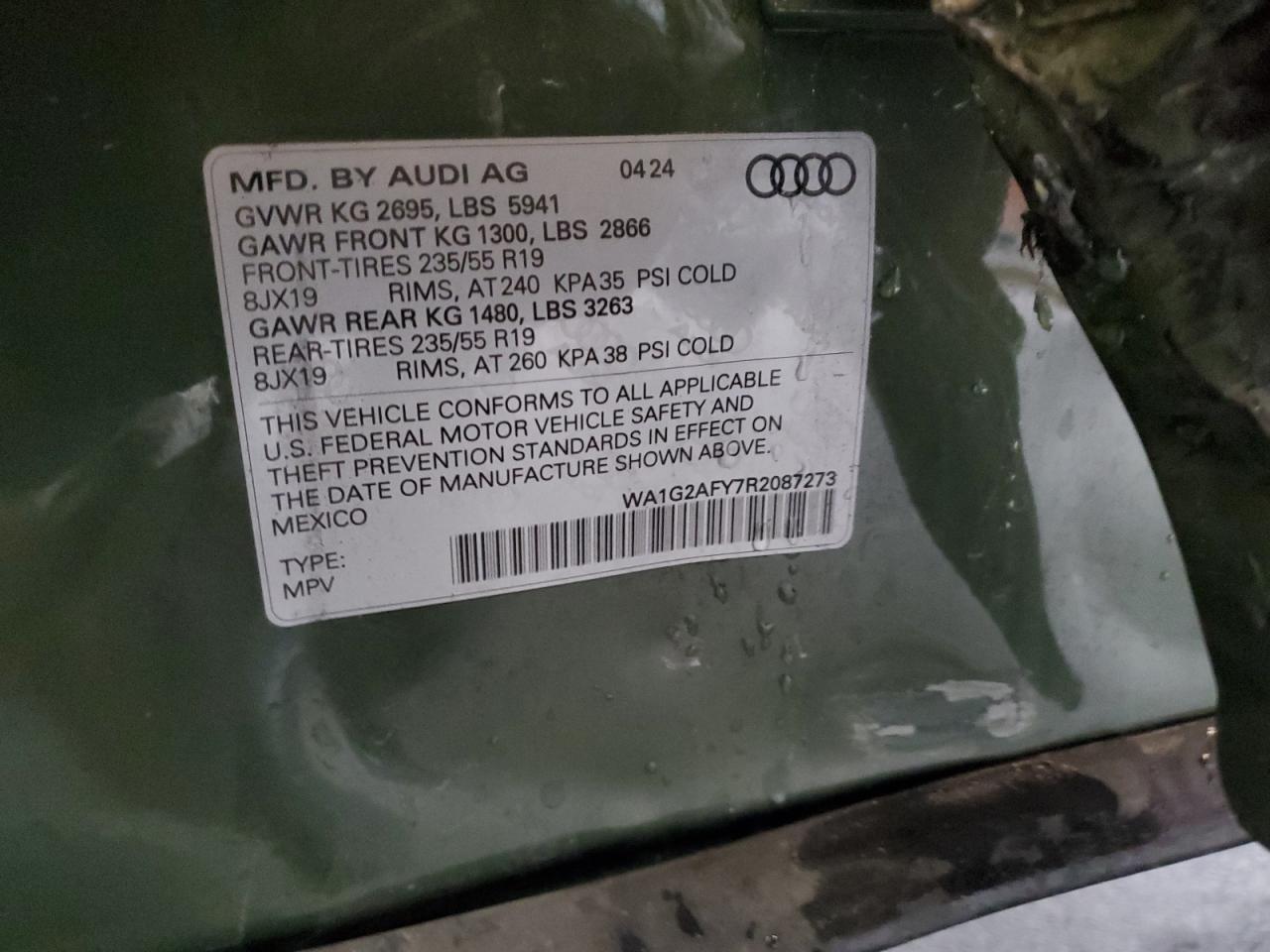 2024 Audi Q5 E Premium 55 VIN: WA1G2AFY7R2087273 Lot: 93153075