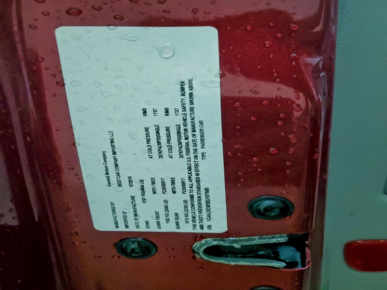 2011 Buick Lucerne Cxl VIN: 1G4HJ5EM5BU107609 Lot: 93422715