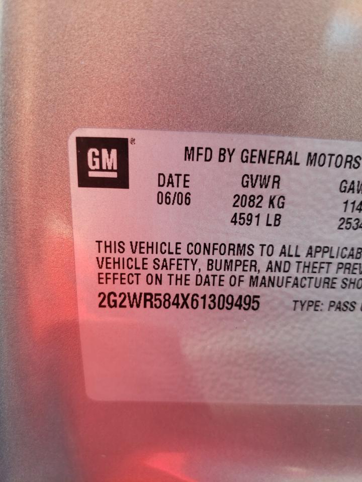 2006 Pontiac Grand Prix VIN: 309495 Lot: 92302585