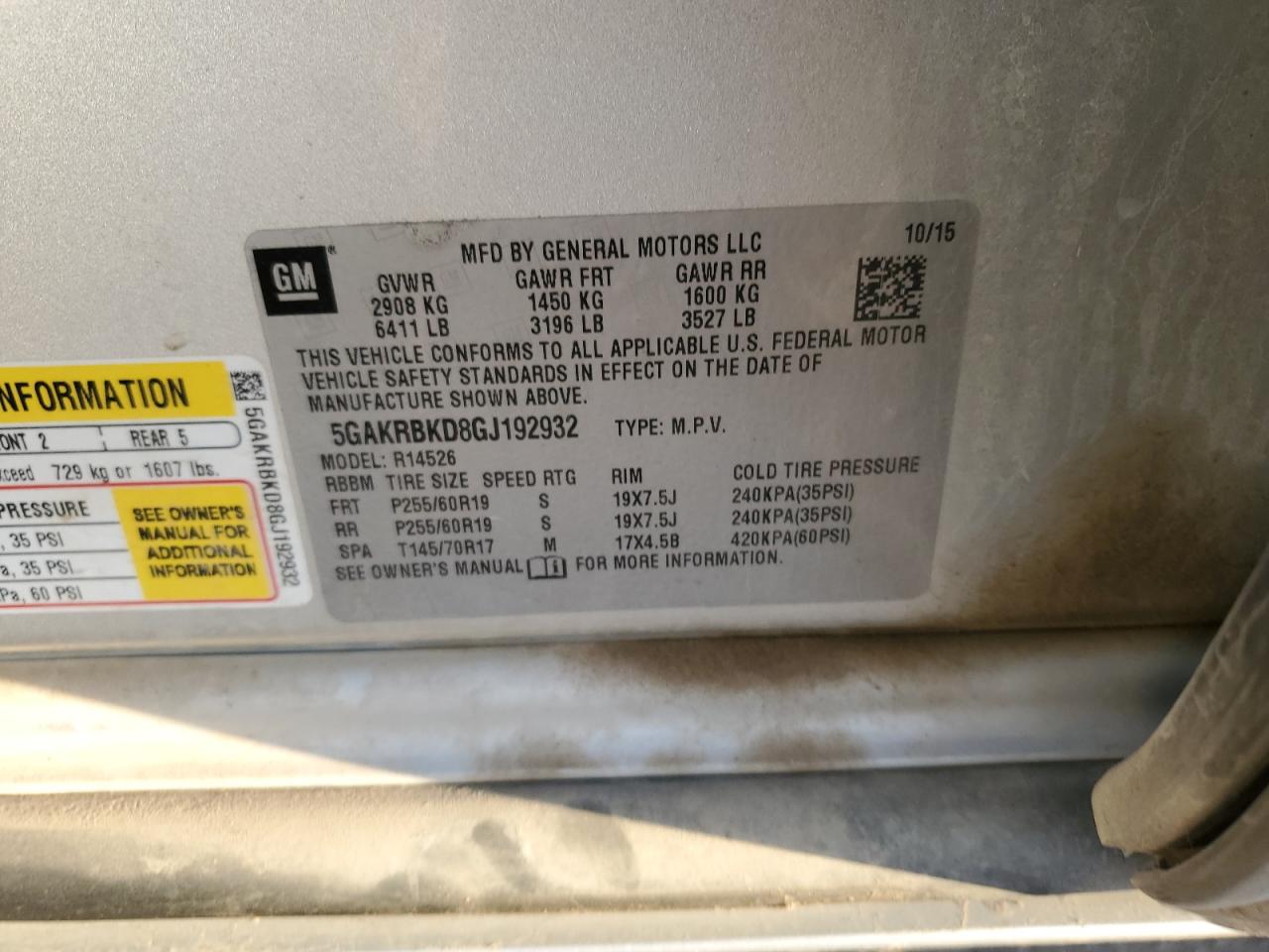 2016 Buick Enclave VIN: 5GAKRBKD8GJ192932 Lot: 91202315